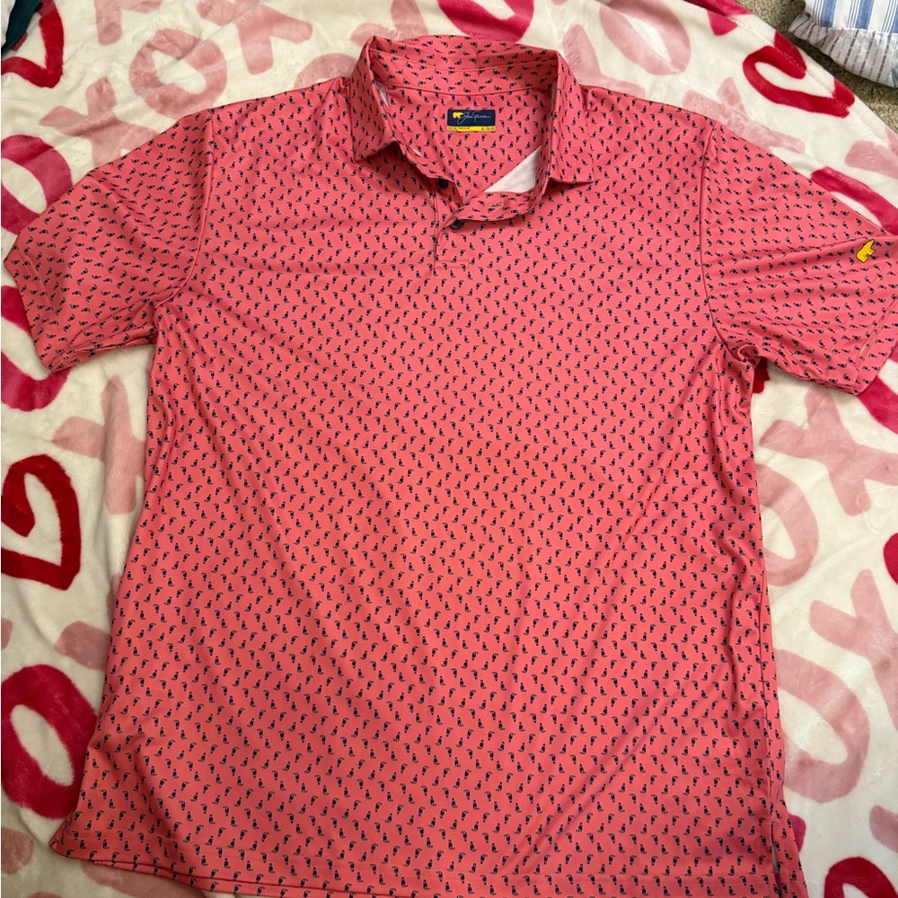 Vibrant Pink Polo Shirt with Pattern